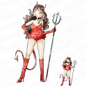 CURVY GIRL DEVIL RUBBER STAMP (INCLUDES MINI CURVY GIRL DEVIL STAMP)
